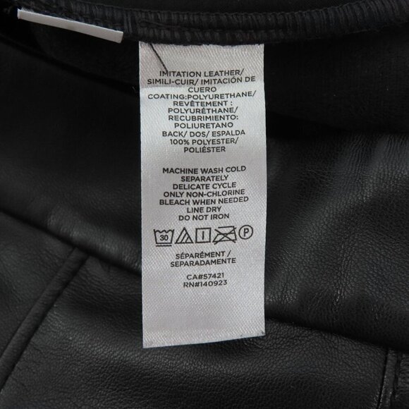 LOFT Womens 00 Solid Black Faux Leather Trouser Pants Gold Buttons Has Pockets - Picture 7 of 9